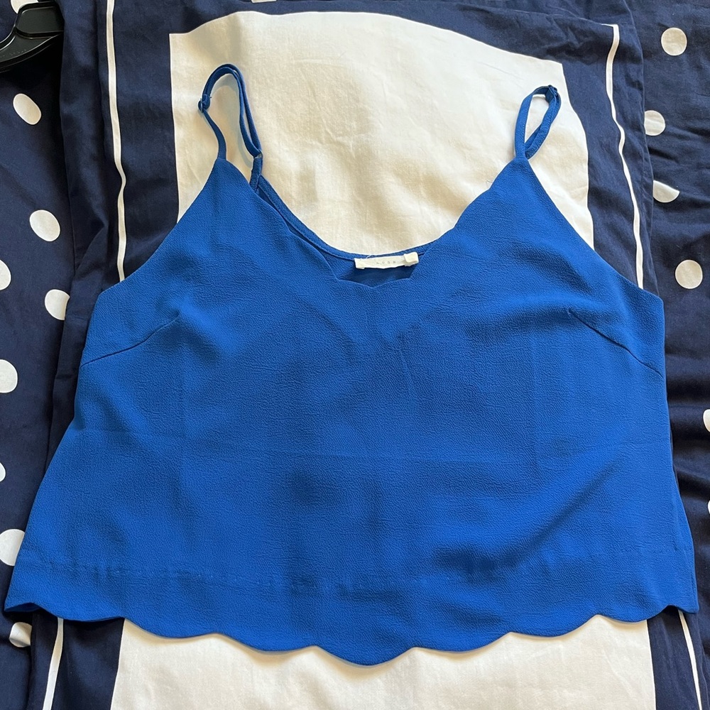 LUSH Blue Scalloped Top, Size Medium